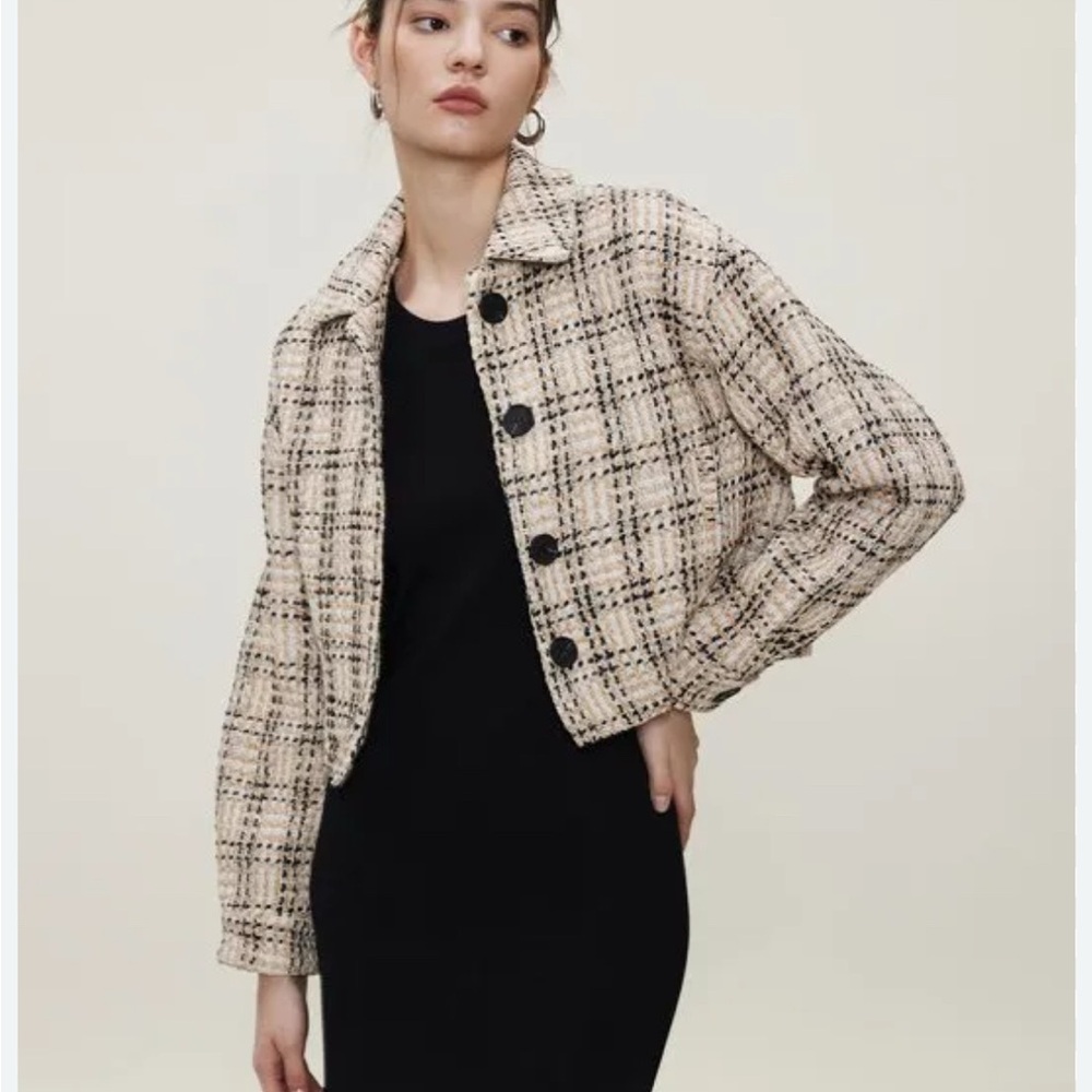 Zara Cropped Plaid Blazer